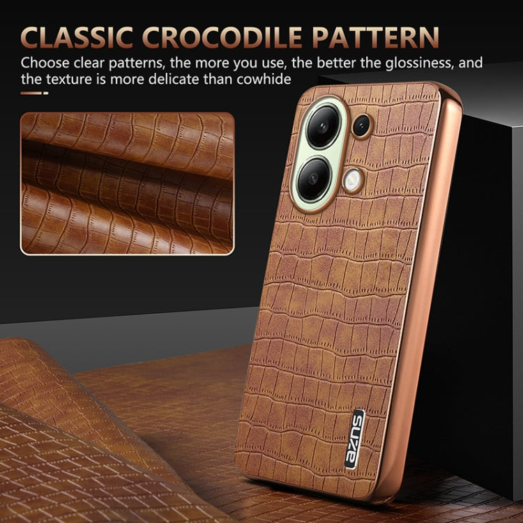 For Redmi Note 13 4G AZNS Electroplated Frame Crocodile Texture Full Coverage Phone Case