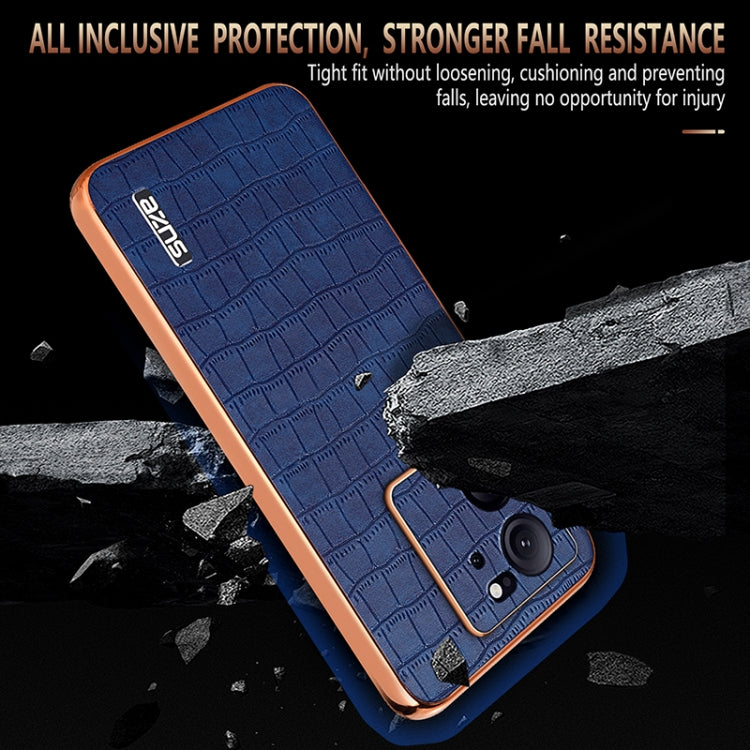 For Redmi K60 Ultra AZNS Electroplated Frame Crocodile Texture Full Coverage Phone Case