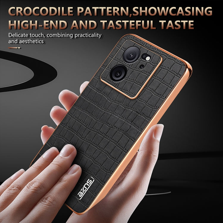 For Redmi K60 Ultra AZNS Electroplated Frame Crocodile Texture Full Coverage Phone Case