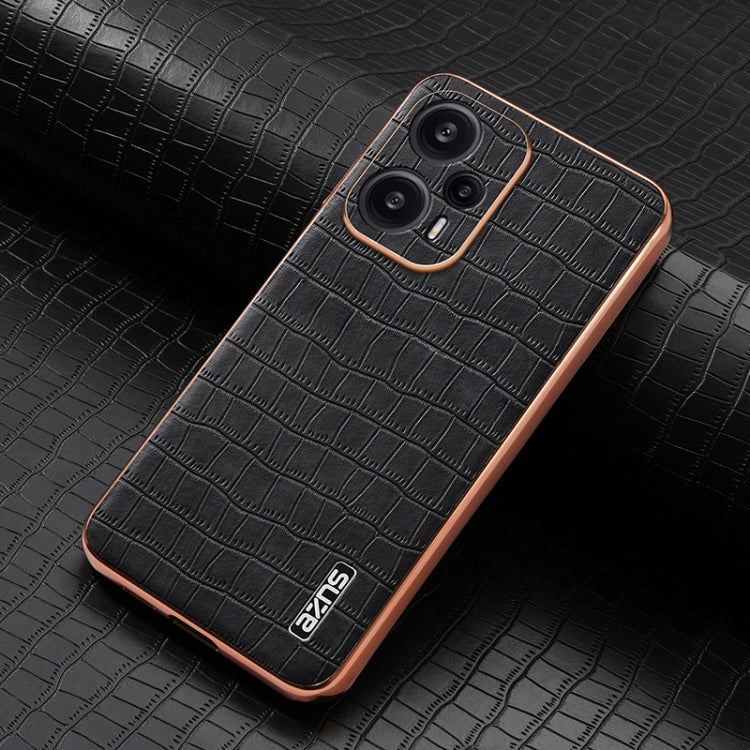 For Redmi Note 12 Turbo AZNS Electroplated Frame Crocodile Texture Full Coverage Phone Case