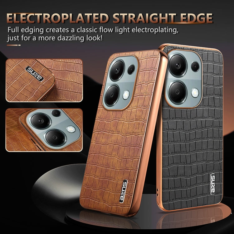 For Redmi Note 13 Pro 4G AZNS Electroplated Frame Crocodile Texture Full Coverage Phone Case
