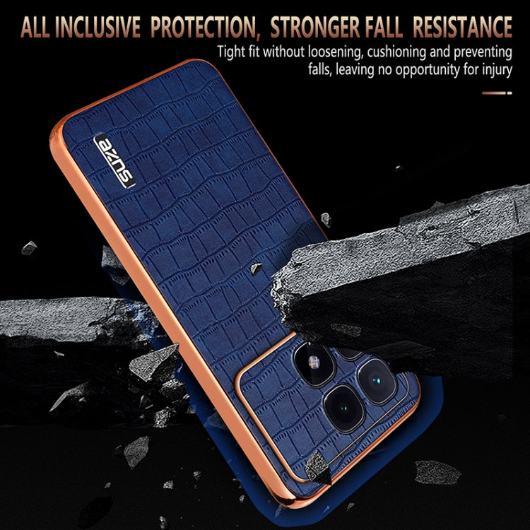 For Redmi K70 Ultra AZNS Electroplated Frame Crocodile Texture Full Coverage Phone Case