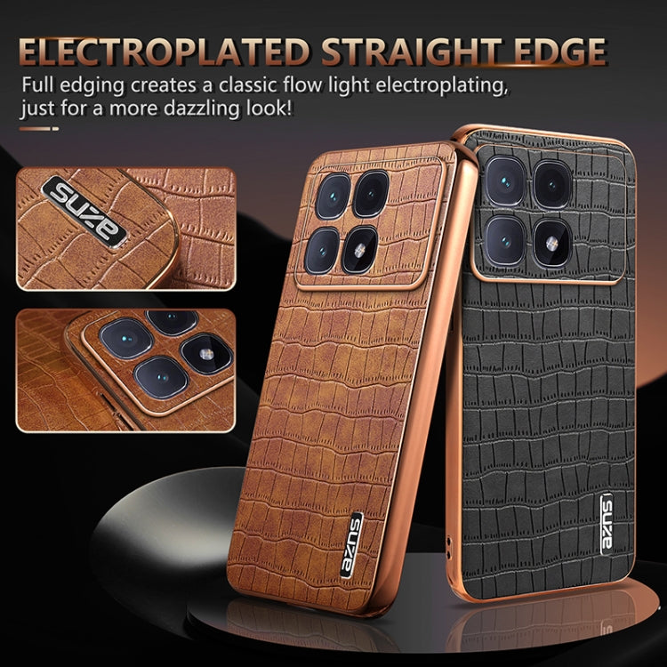For Redmi K70 Ultra AZNS Electroplated Frame Crocodile Texture Full Coverage Phone Case