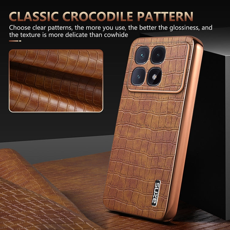 For Redmi K70 Ultra AZNS Electroplated Frame Crocodile Texture Full Coverage Phone Case