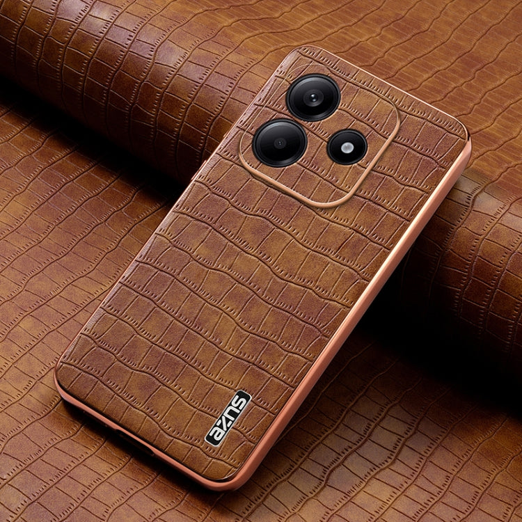 For Redmi Note 14 5G AZNS Electroplated Frame Crocodile Texture Full Coverage Phone Case