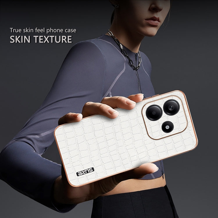 For Redmi Note 14 5G AZNS Electroplated Frame Crocodile Texture Full Coverage Phone Case