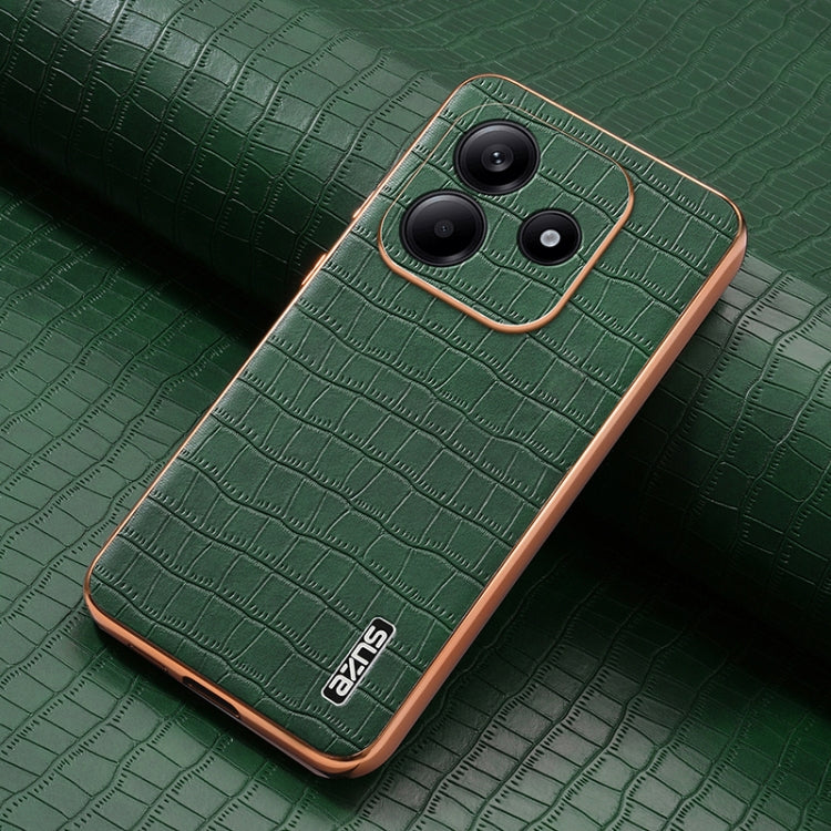 For Redmi Note 14 5G AZNS Electroplated Frame Crocodile Texture Full Coverage Phone Case