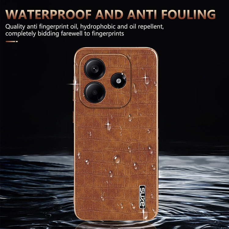 For Redmi Note 14 5G AZNS Electroplated Frame Crocodile Texture Full Coverage Phone Case