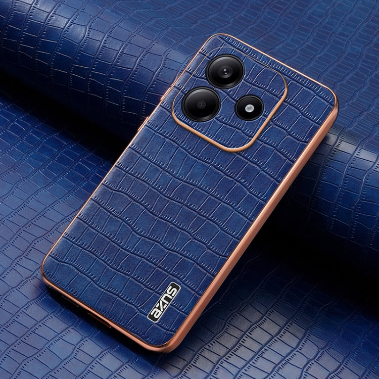 For Redmi Note 14 5G AZNS Electroplated Frame Crocodile Texture Full Coverage Phone Case