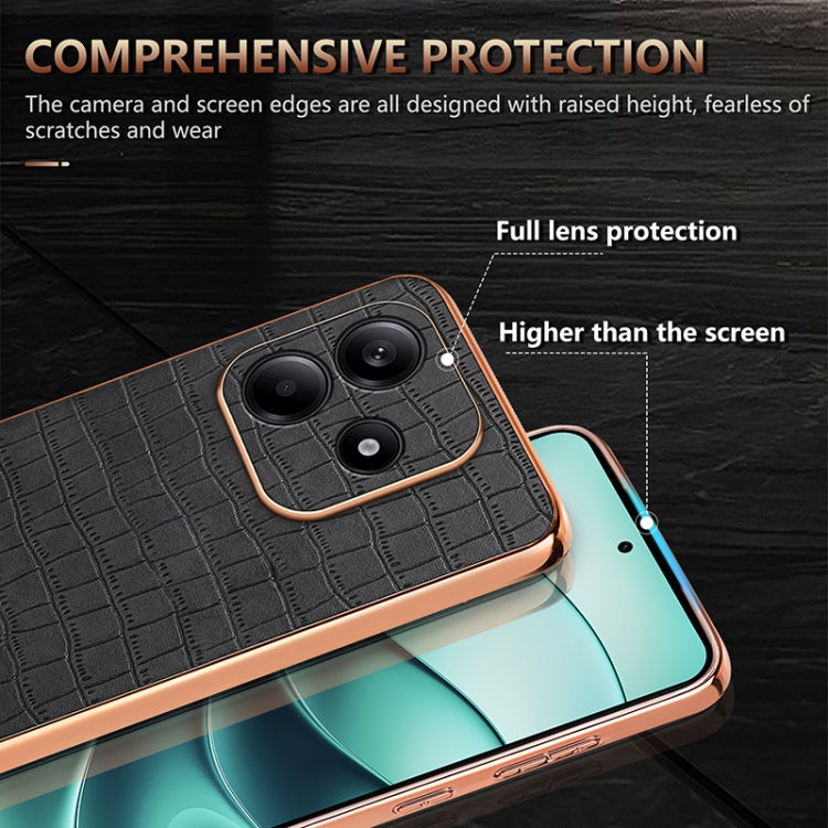 For Redmi Note 14 5G AZNS Electroplated Frame Crocodile Texture Full Coverage Phone Case