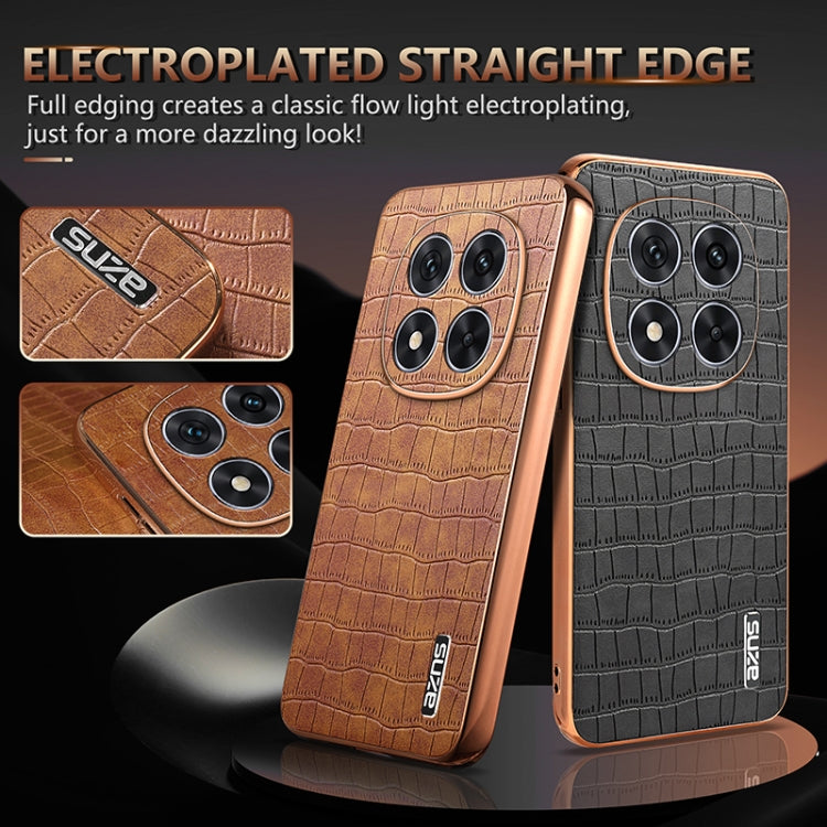 For Redmi Note 14 Pro 5G AZNS Electroplated Frame Crocodile Texture Full Coverage Phone Case