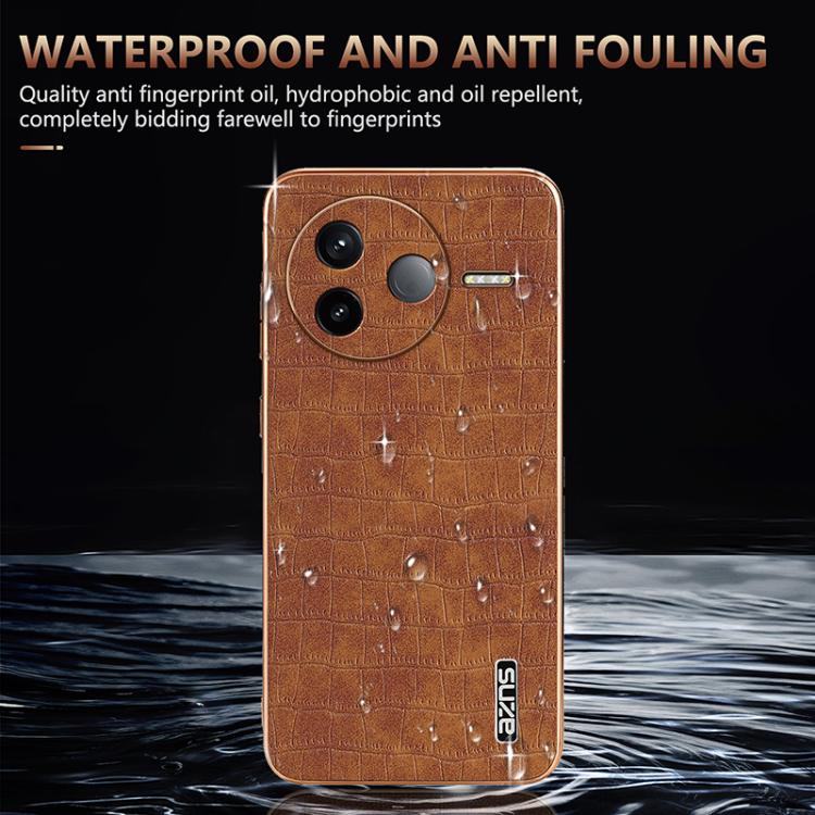 For Redmi K80 AZNS Electroplated Frame Crocodile Texture Full Coverage Phone Case