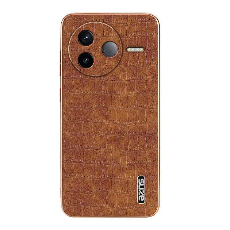 For Redmi K80 AZNS Electroplated Frame Crocodile Texture Full Coverage Phone Case