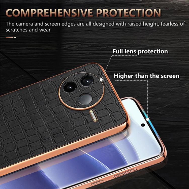 For Redmi K80 AZNS Electroplated Frame Crocodile Texture Full Coverage Phone Case