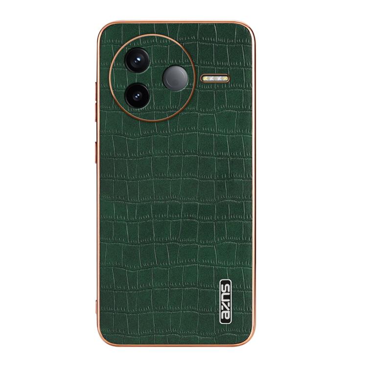 For Redmi K80 AZNS Electroplated Frame Crocodile Texture Full Coverage Phone Case