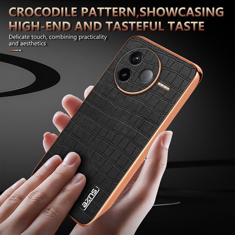 For Redmi K80 AZNS Electroplated Frame Crocodile Texture Full Coverage Phone Case