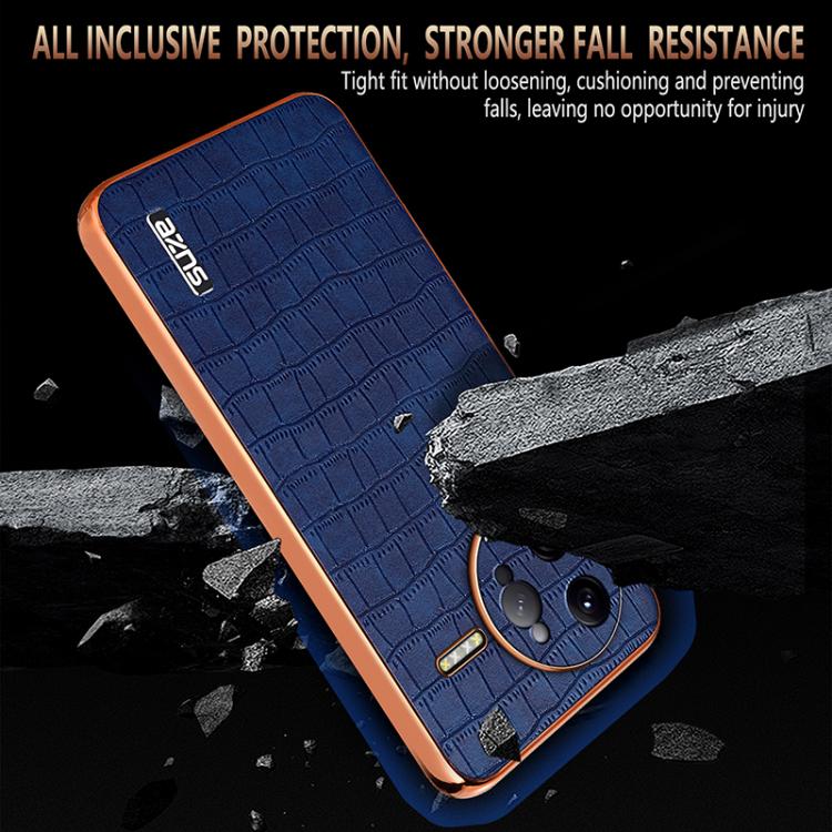 For Redmi K80 Pro AZNS Electroplated Frame Crocodile Texture Full Coverage Phone Case