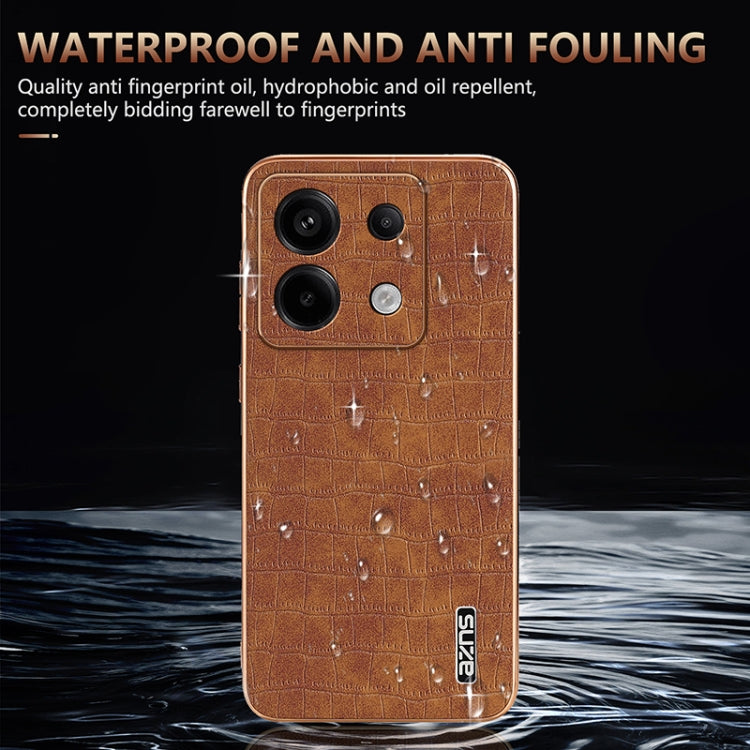 For Xiaomi Poco X6 AZNS Electroplated Frame Crocodile Texture Full Coverage Phone Case