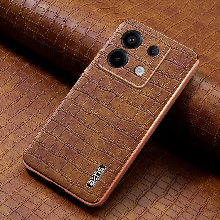 For Xiaomi Poco X6 AZNS Electroplated Frame Crocodile Texture Full Coverage Phone Case