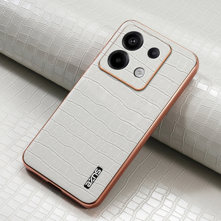 For Xiaomi Poco X6 AZNS Electroplated Frame Crocodile Texture Full Coverage Phone Case