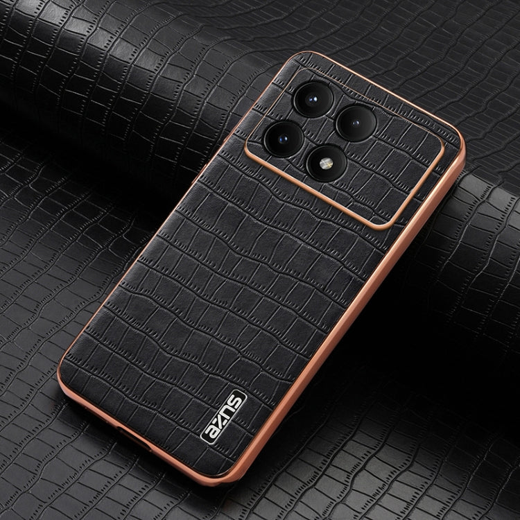 For Xiaomi Poco F6 Pro AZNS Electroplated Frame Crocodile Texture Full Coverage Phone Case