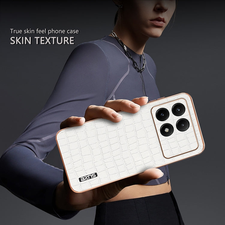 For Xiaomi Poco F6 Pro AZNS Electroplated Frame Crocodile Texture Full Coverage Phone Case