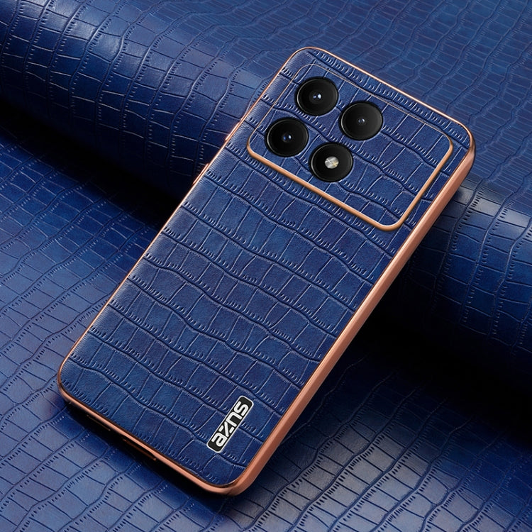 For Xiaomi Poco F6 Pro AZNS Electroplated Frame Crocodile Texture Full Coverage Phone Case