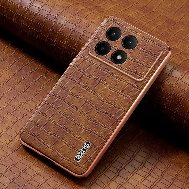 For Xiaomi Poco X6 Pro AZNS Electroplated Frame Crocodile Texture Full Coverage Phone Case