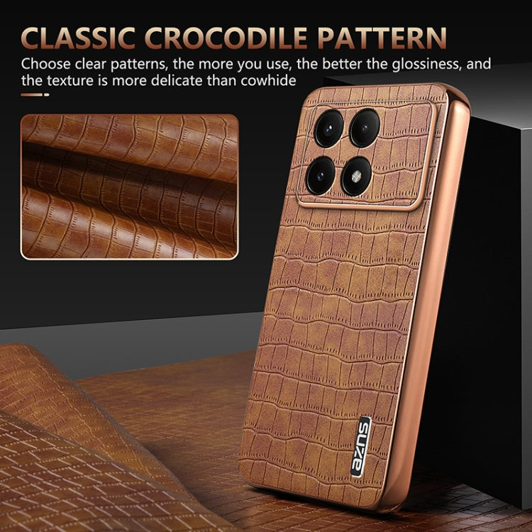 For Xiaomi Poco X6 Pro AZNS Electroplated Frame Crocodile Texture Full Coverage Phone Case