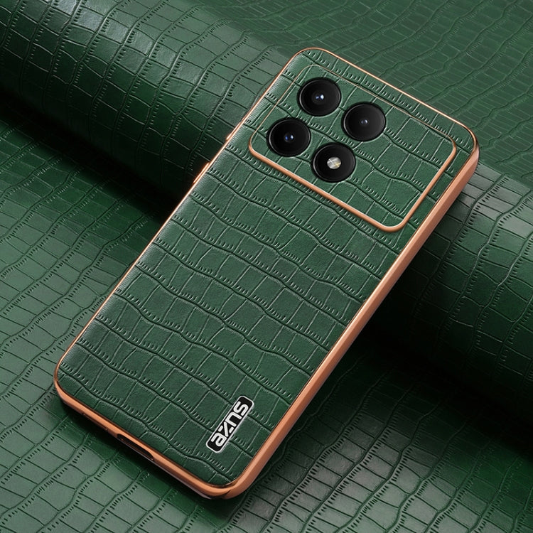 For Xiaomi Poco X6 Pro AZNS Electroplated Frame Crocodile Texture Full Coverage Phone Case
