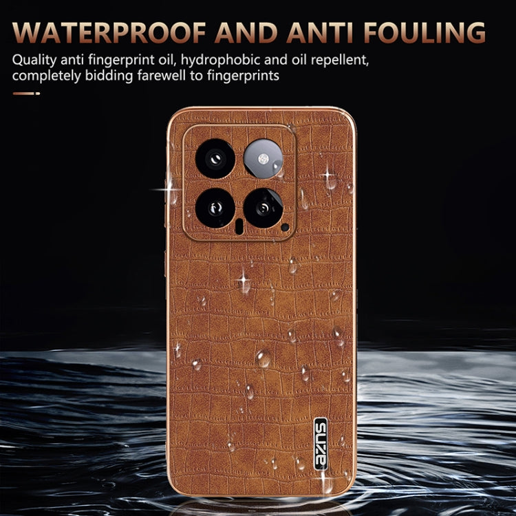 For Xiaomi 14 AZNS Electroplated Frame Crocodile Texture Full Coverage Phone Case