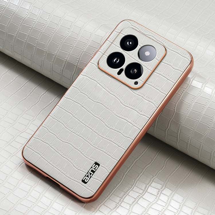 For Xiaomi 14 AZNS Electroplated Frame Crocodile Texture Full Coverage Phone Case