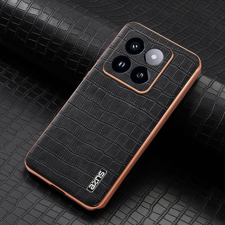 For Xiaomi 14 Pro AZNS Electroplated Frame Crocodile Texture Full Coverage Phone Case