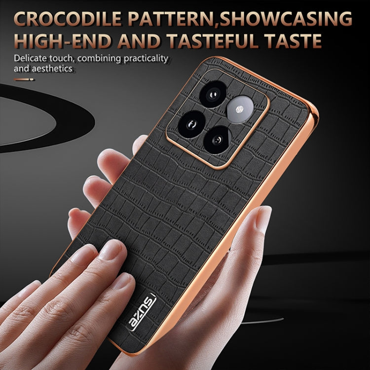 For Xiaomi 14 Pro AZNS Electroplated Frame Crocodile Texture Full Coverage Phone Case