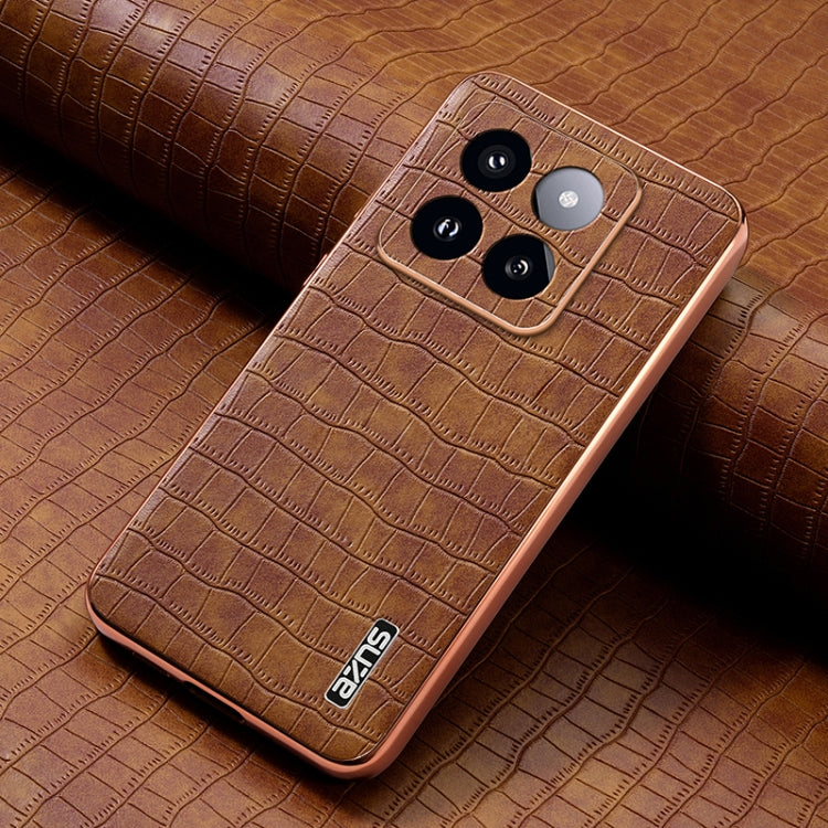 For Xiaomi 14 Pro AZNS Electroplated Frame Crocodile Texture Full Coverage Phone Case