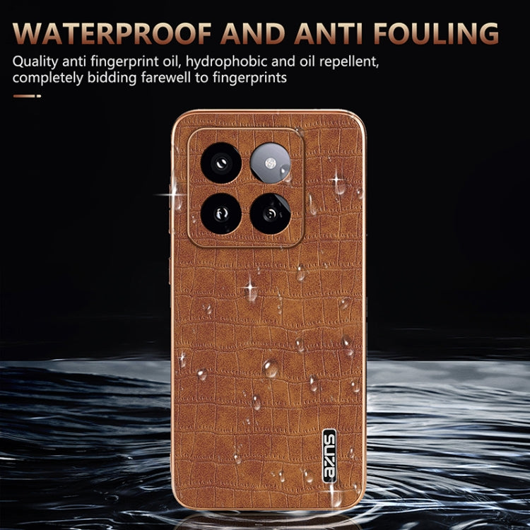 For Xiaomi 14 Pro AZNS Electroplated Frame Crocodile Texture Full Coverage Phone Case
