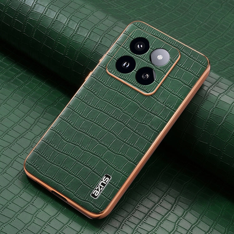 For Xiaomi 14 Pro AZNS Electroplated Frame Crocodile Texture Full Coverage Phone Case