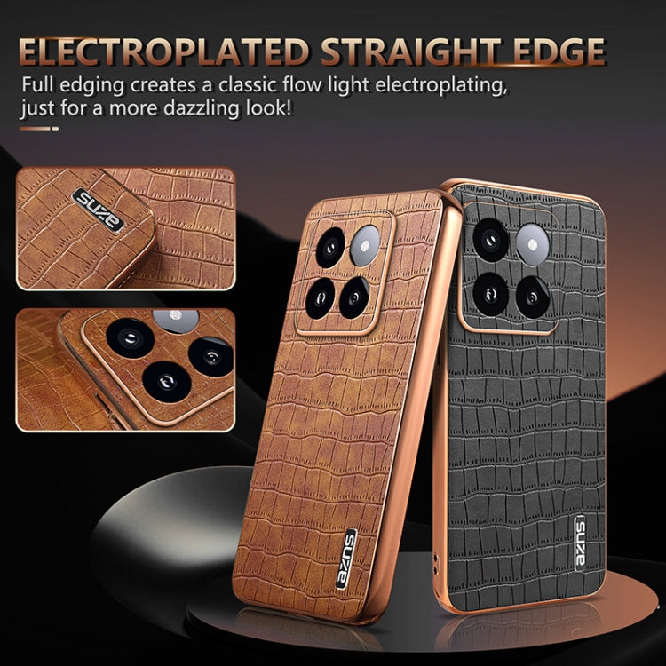 For Xiaomi 14 Pro AZNS Electroplated Frame Crocodile Texture Full Coverage Phone Case