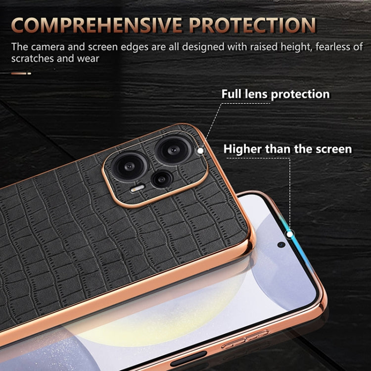 For Xiaomi Poco F5 AZNS Electroplated Frame Crocodile Texture Full Coverage Phone Case
