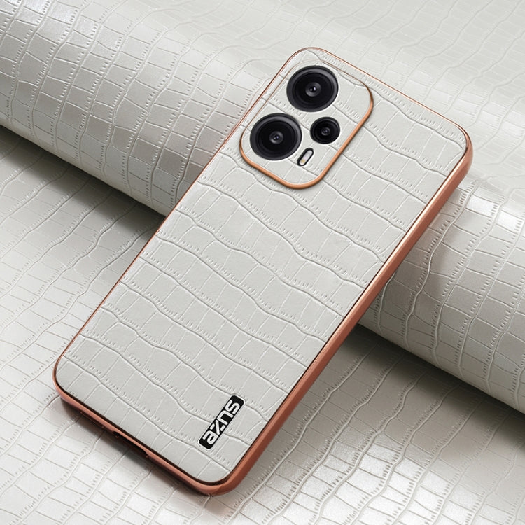 For Xiaomi Poco F5 AZNS Electroplated Frame Crocodile Texture Full Coverage Phone Case