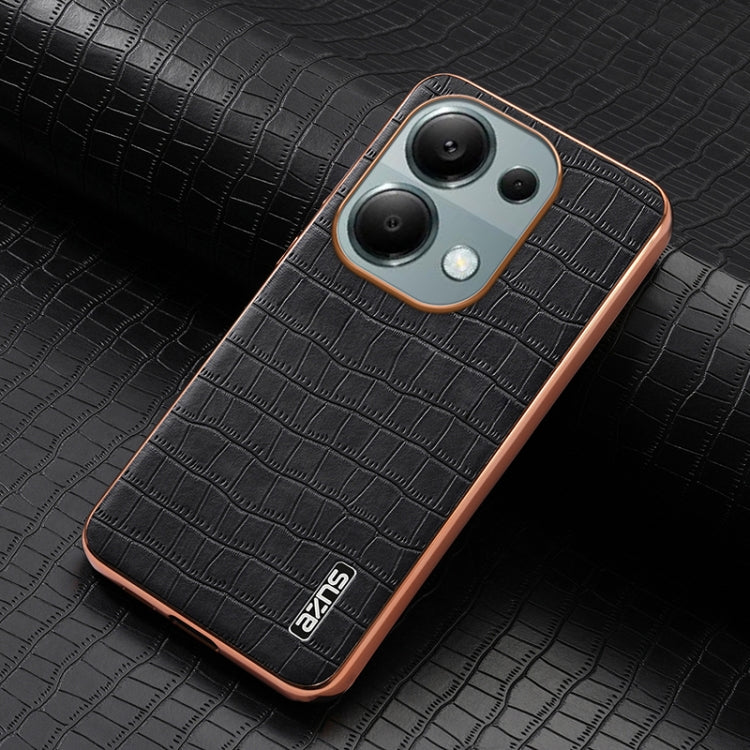 For Xiaomi Poco M6 Pro AZNS Electroplated Frame Crocodile Texture Full Coverage Phone Case