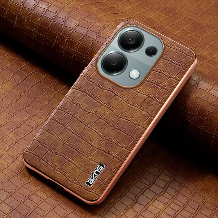 For Xiaomi Poco M6 Pro AZNS Electroplated Frame Crocodile Texture Full Coverage Phone Case
