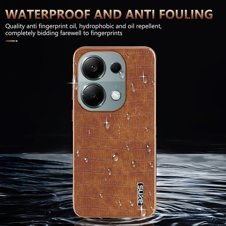 For Xiaomi Poco M6 Pro AZNS Electroplated Frame Crocodile Texture Full Coverage Phone Case