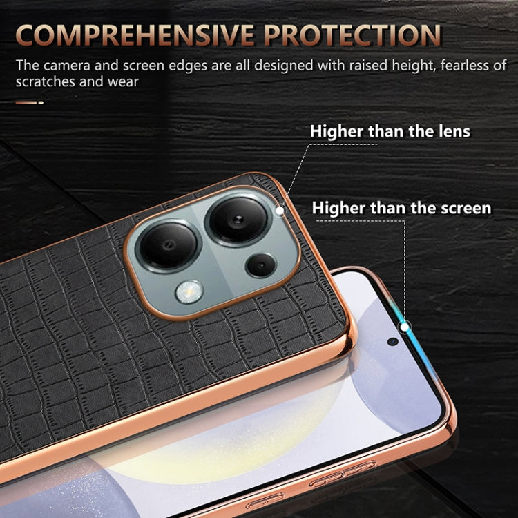 For Xiaomi Poco M6 Pro AZNS Electroplated Frame Crocodile Texture Full Coverage Phone Case