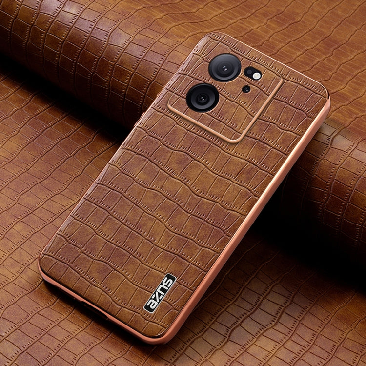 For Xiaomi 13T / 13T Pro AZNS Electroplated Frame Crocodile Texture Full Coverage Phone Case