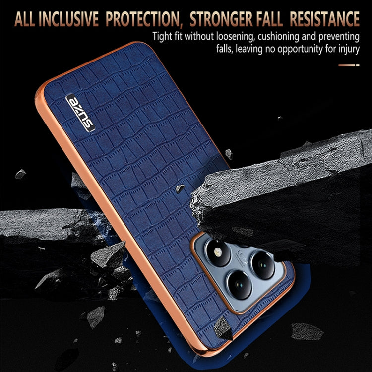 For Xiaomi 14T Pro AZNS Electroplated Frame Crocodile Texture Full Coverage Phone Case