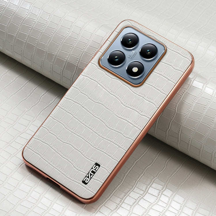 For Xiaomi 14T Pro AZNS Electroplated Frame Crocodile Texture Full Coverage Phone Case
