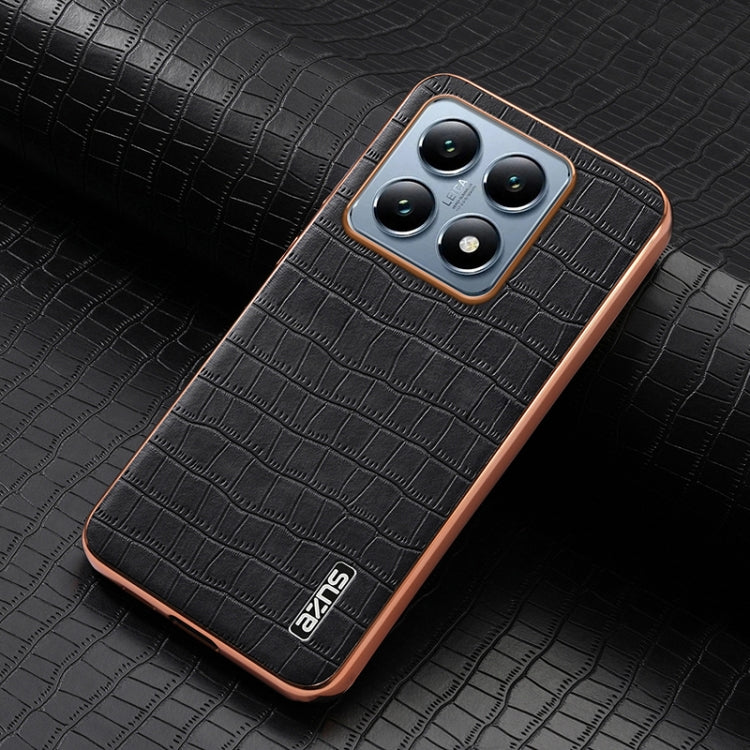 For Xiaomi 14T AZNS Electroplated Frame Crocodile Texture Full Coverage Phone Case