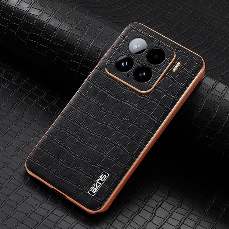 For Xiaomi 15 AZNS Electroplated Frame Crocodile Texture Full Coverage Phone Case