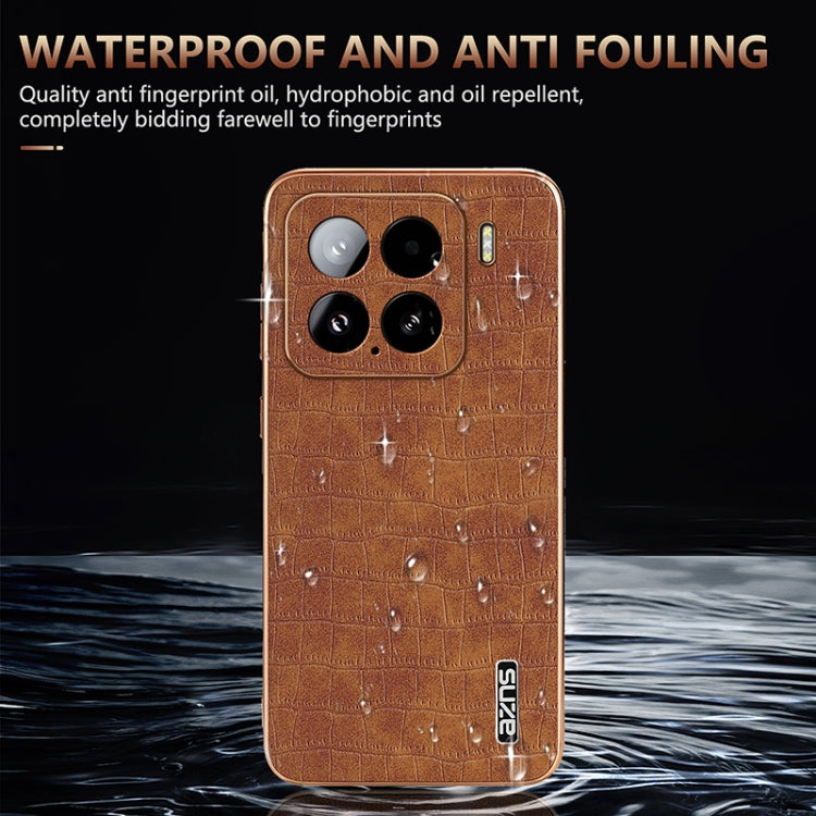 For Xiaomi 15 AZNS Electroplated Frame Crocodile Texture Full Coverage Phone Case